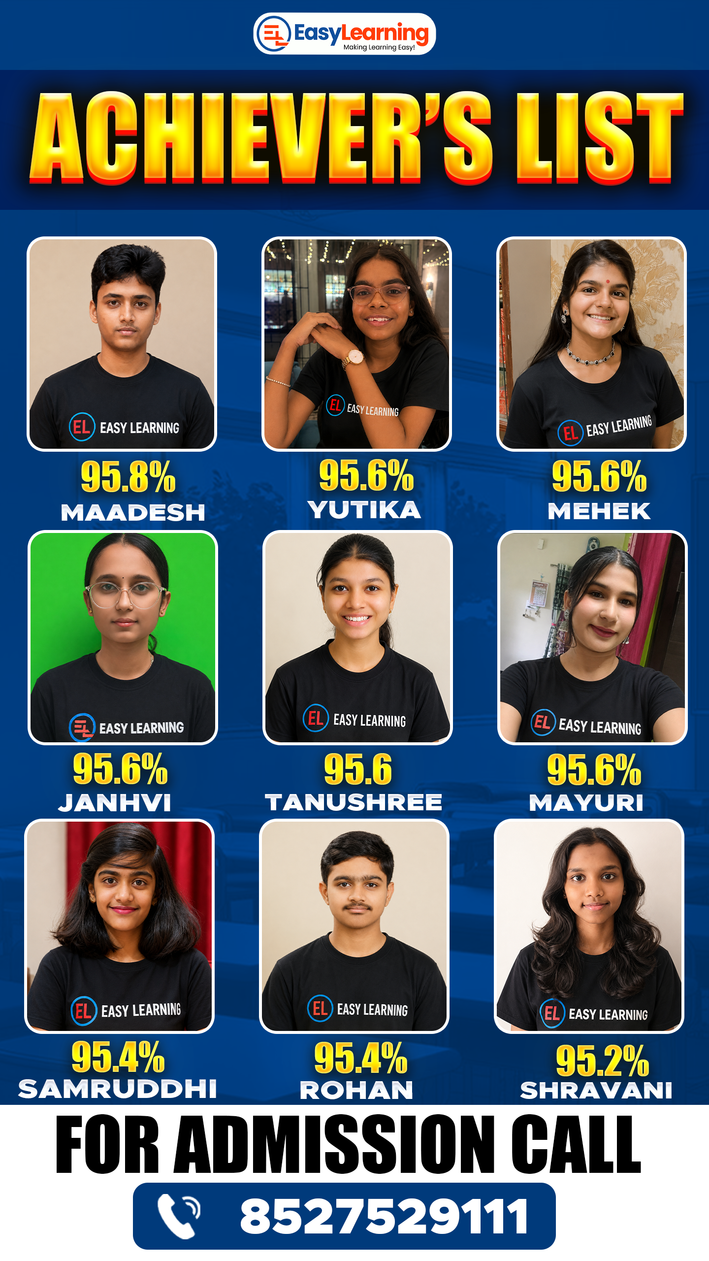 Achievers List - Shreya, Akshara, Raj Laxmi, Sanvi